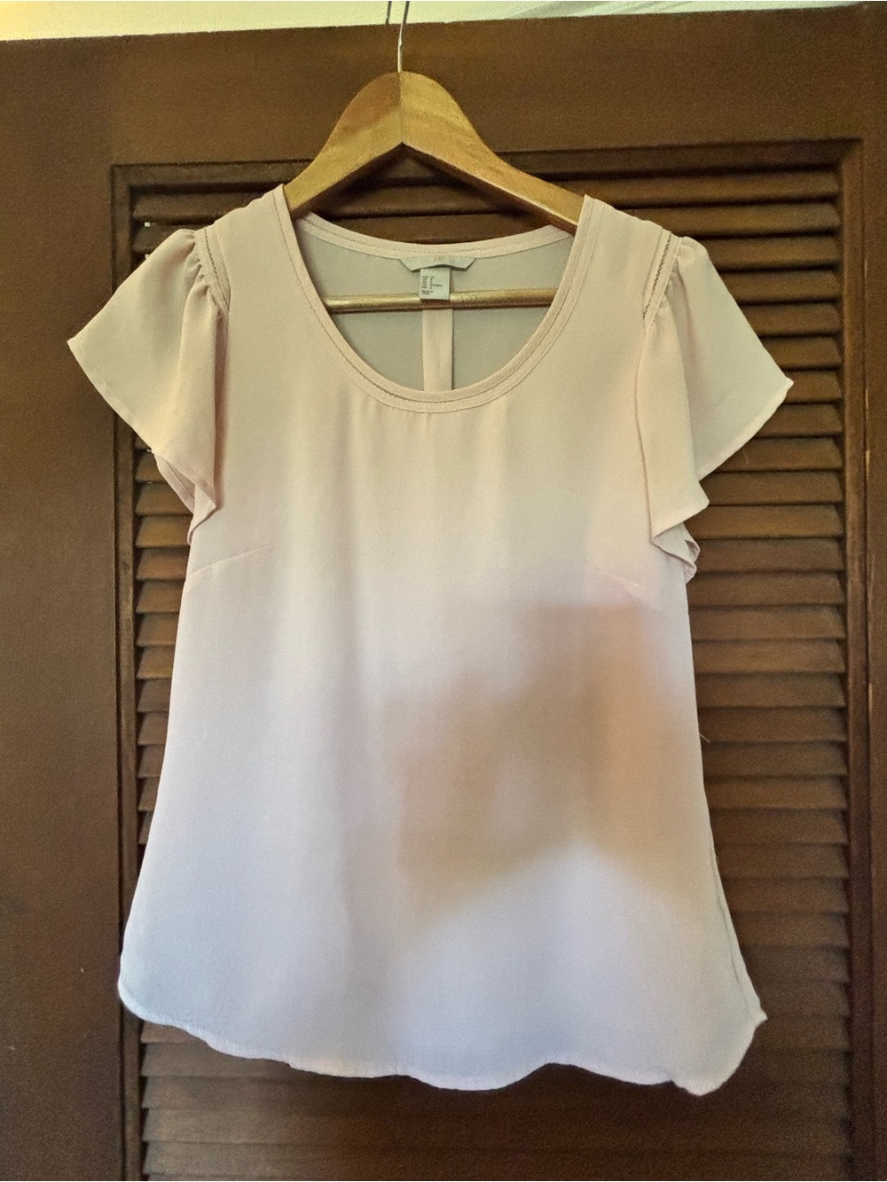 H&M Pale Pink Flutter-Sleeve Blouse